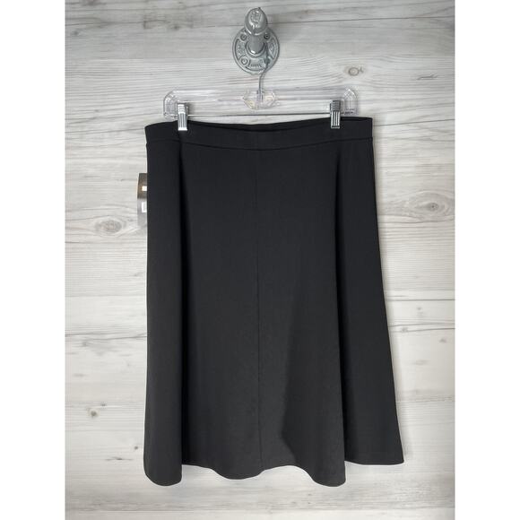 Ashley Blue Skirt Womens PXL Black Button Front A Line Midi Made USA Stretch - Picture 4 of 7